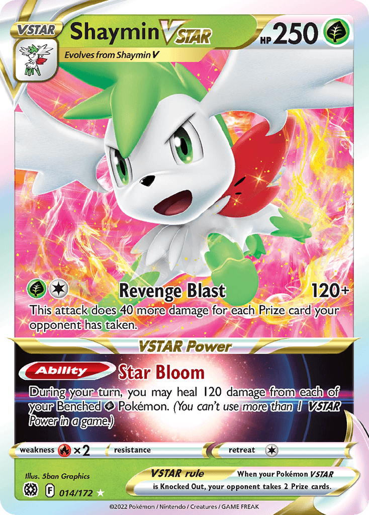 Shaymin VSTAR z edície Brilliant Stars, karta č.14