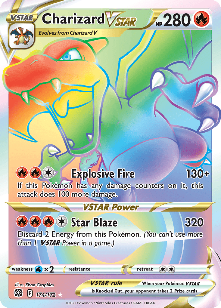 Charizard VSTAR z edície Brilliant Stars, karta č.174
