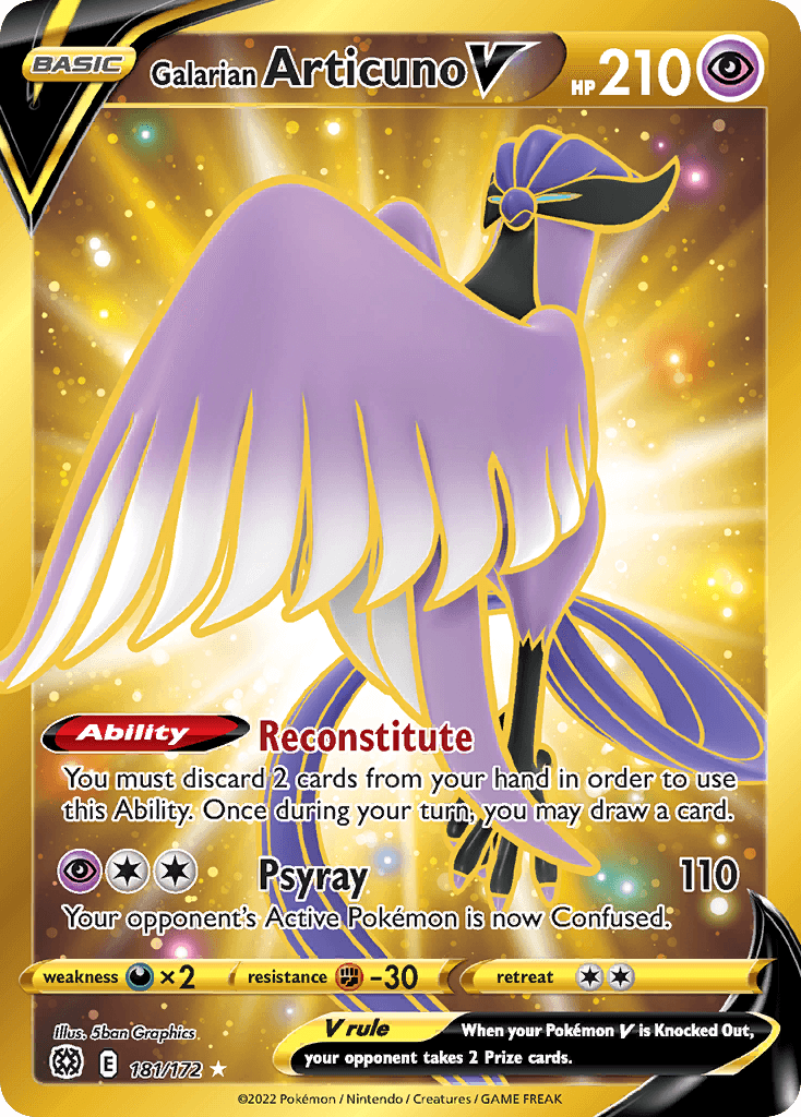 Galarian Articuno V z edície Brilliant Stars, karta č.181