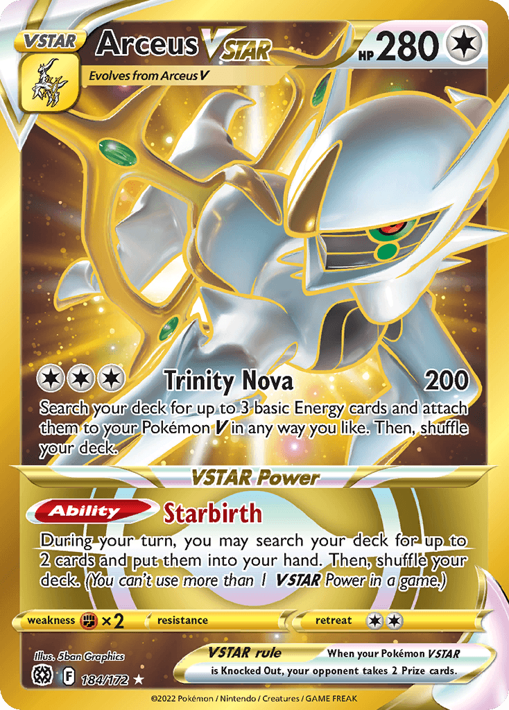 Arceus VSTAR z edície Brilliant Stars, karta č.184