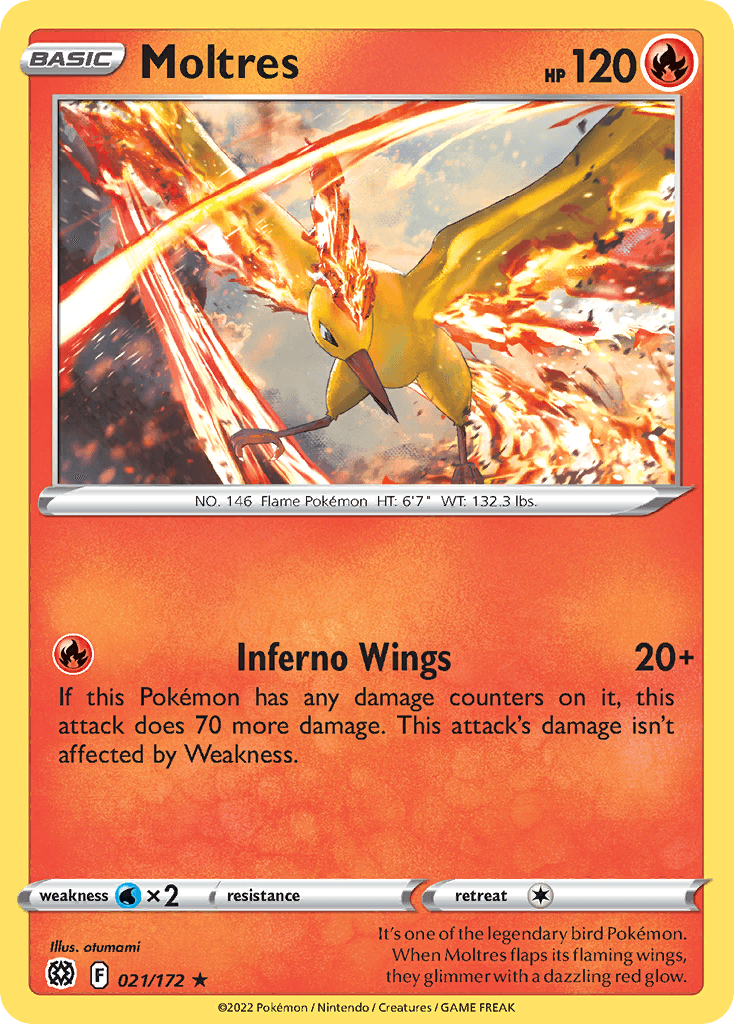 Moltres z edície Brilliant Stars, karta č.21