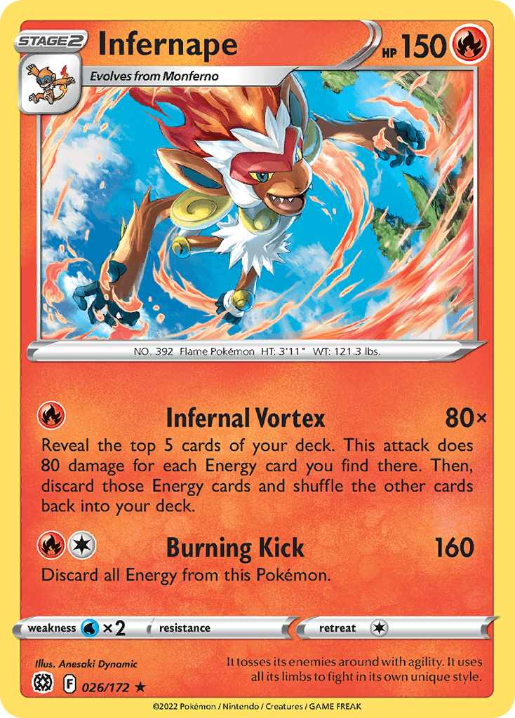 Infernape z edície Brilliant Stars, karta č.26