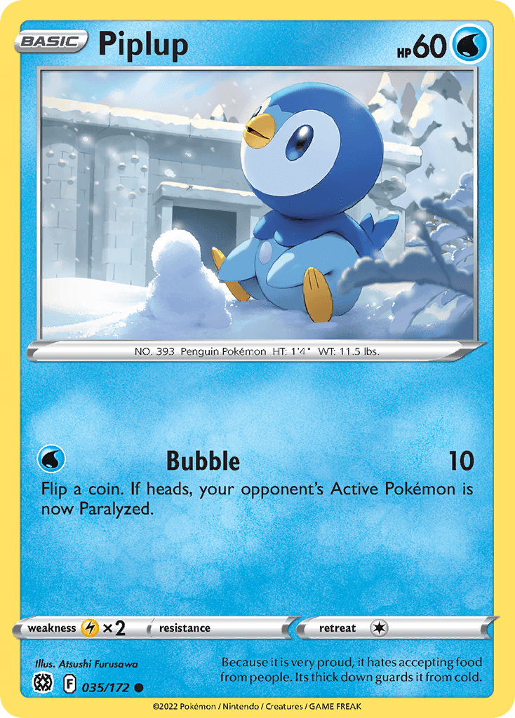 Piplup z edície Brilliant Stars, karta č.35