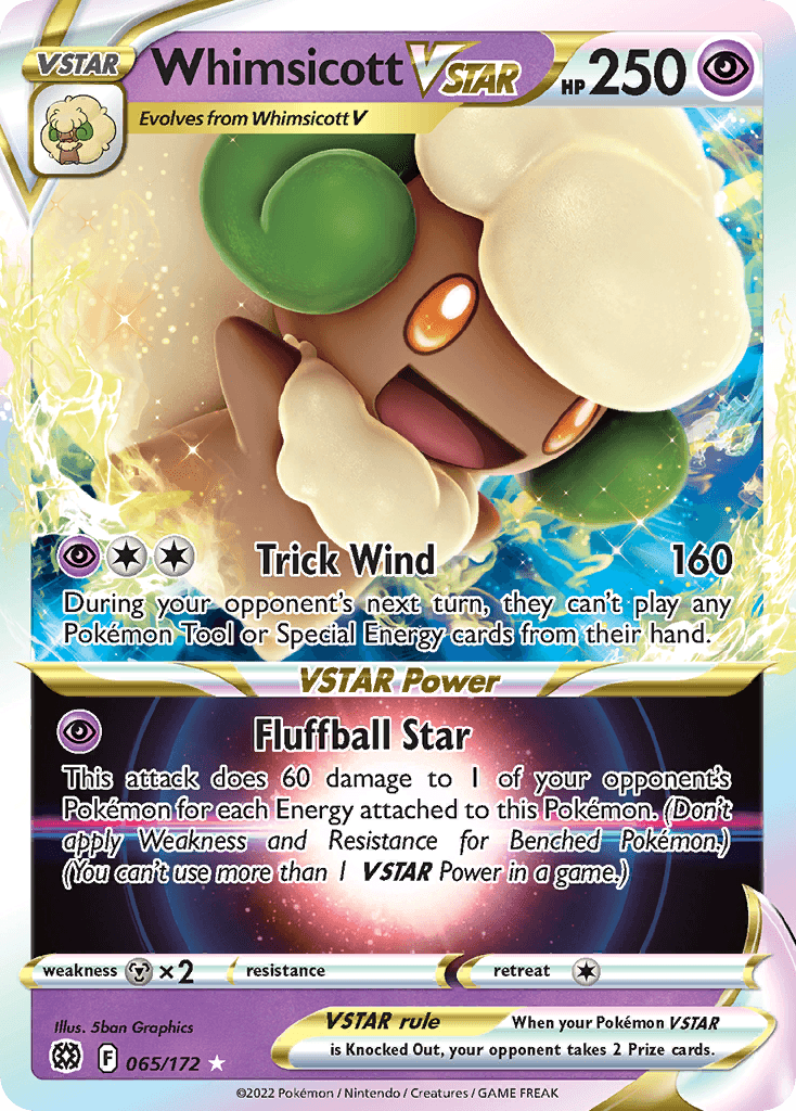 Whimsicott VSTAR z edície Brilliant Stars, karta č.65