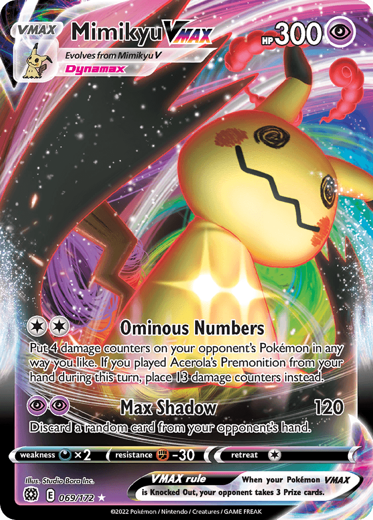 Mimikyu VMAX z edície Brilliant Stars, karta č.69