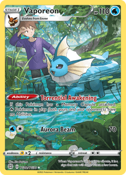Vaporeon z edície Brilliant Stars Trainer Gallery, karta č.TG02