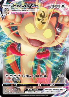 Meowth VMAX z edície SWSH Black Star Promos, karta č.SWSH005