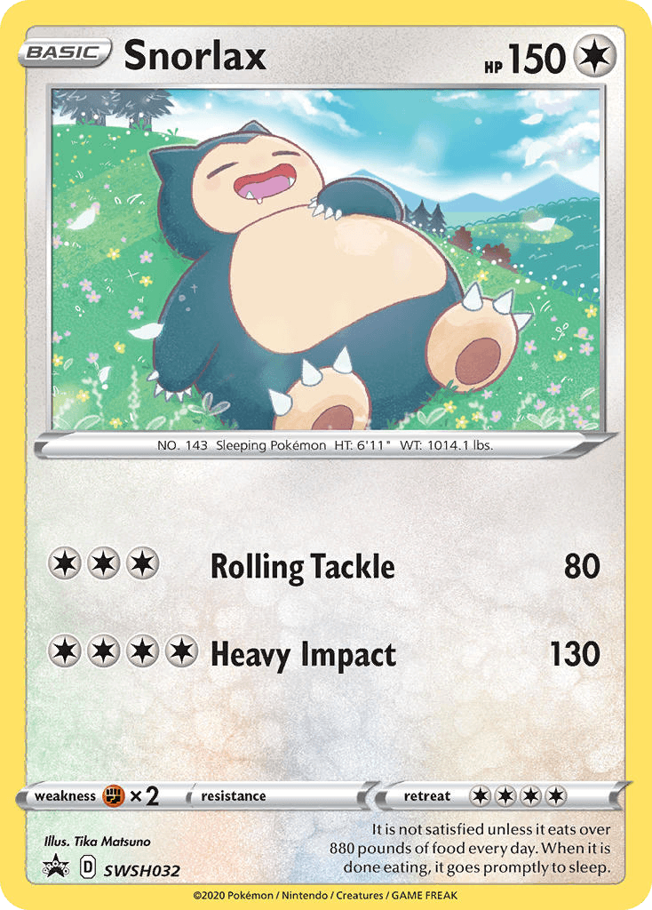 Snorlax z edície SWSH Black Star Promos, karta č.SWSH032