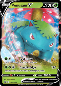 Venusaur V z edície SWSH Black Star Promos, karta č.SWSH100