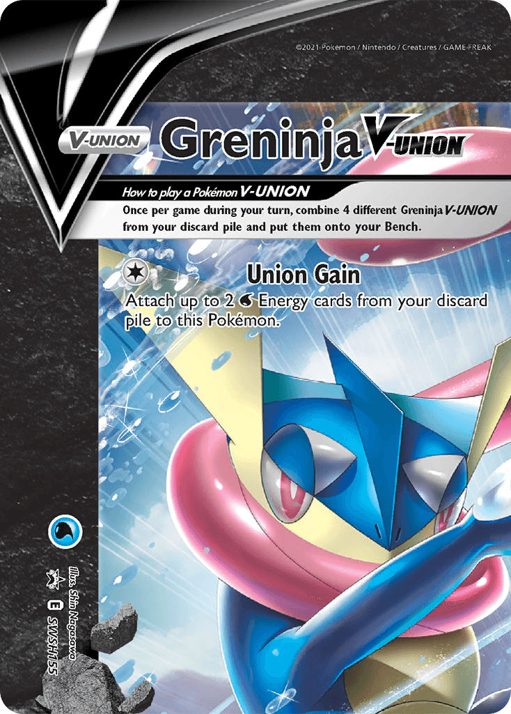 Greninja V-UNION z edície SWSH Black Star Promos, karta č.SWSH155