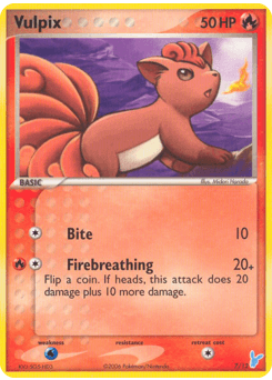 Vulpix z edície EX Trainer Kit 2 Minun, karta č.7