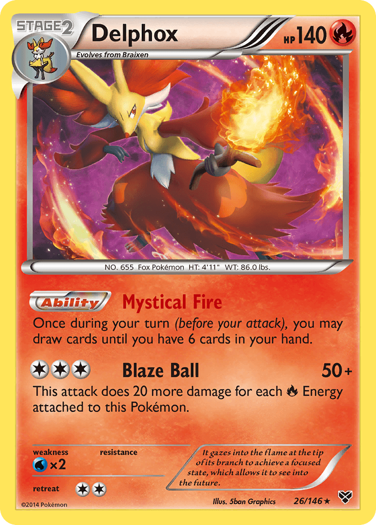 Delphox z edície XY, karta č.26