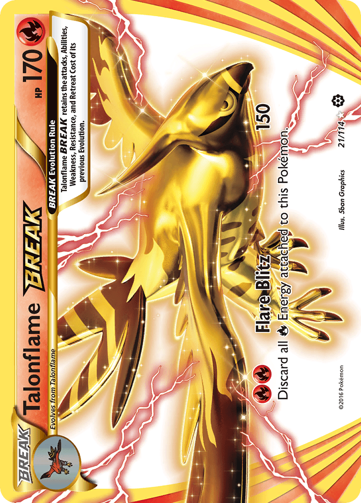 Talonflame BREAK z edície Steam Siege, karta č.21