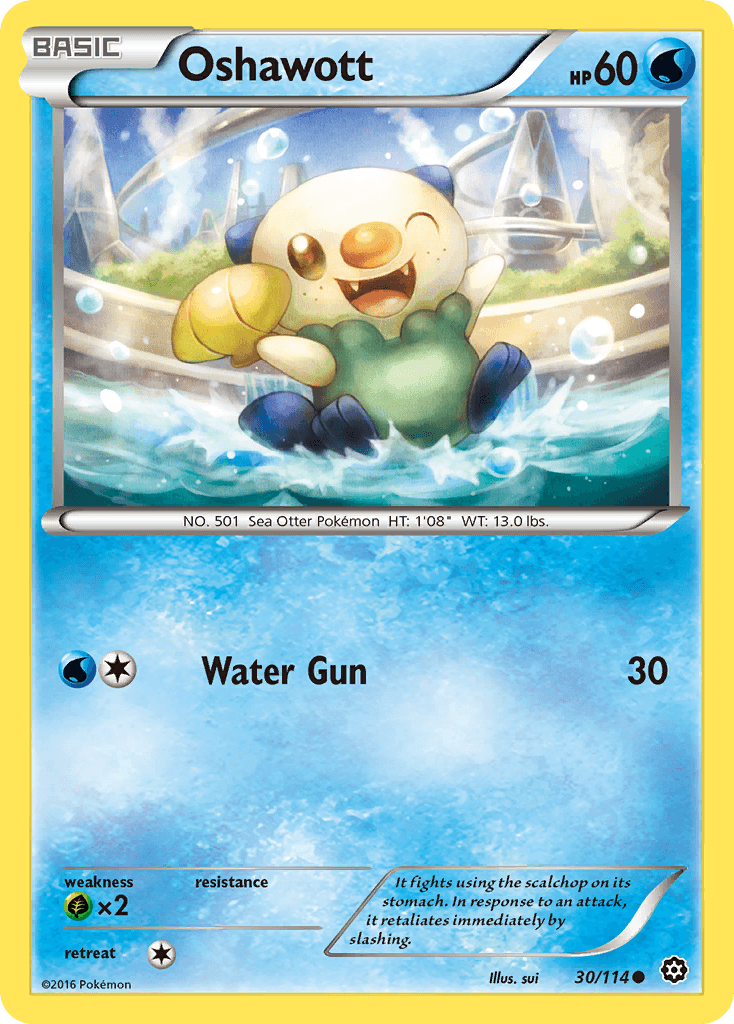 Oshawott z edície Steam Siege, karta č.30