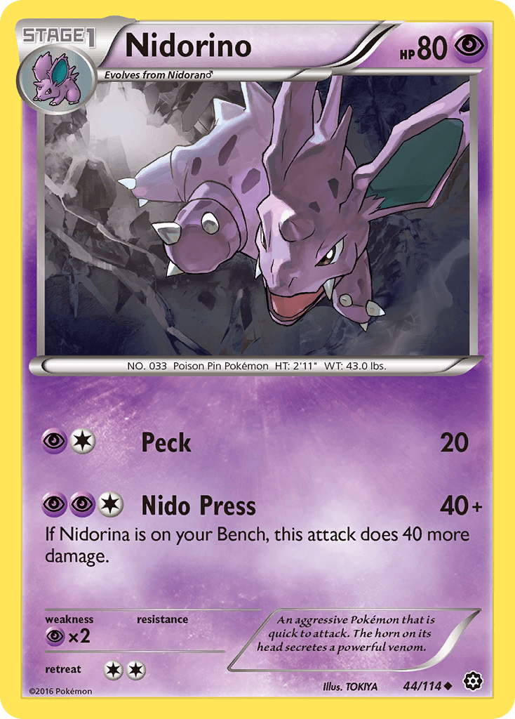 Nidorino z edície Steam Siege, karta č.44