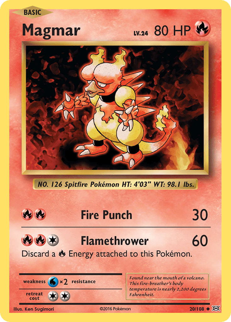 Magmar z edície Evolutions, karta č.20