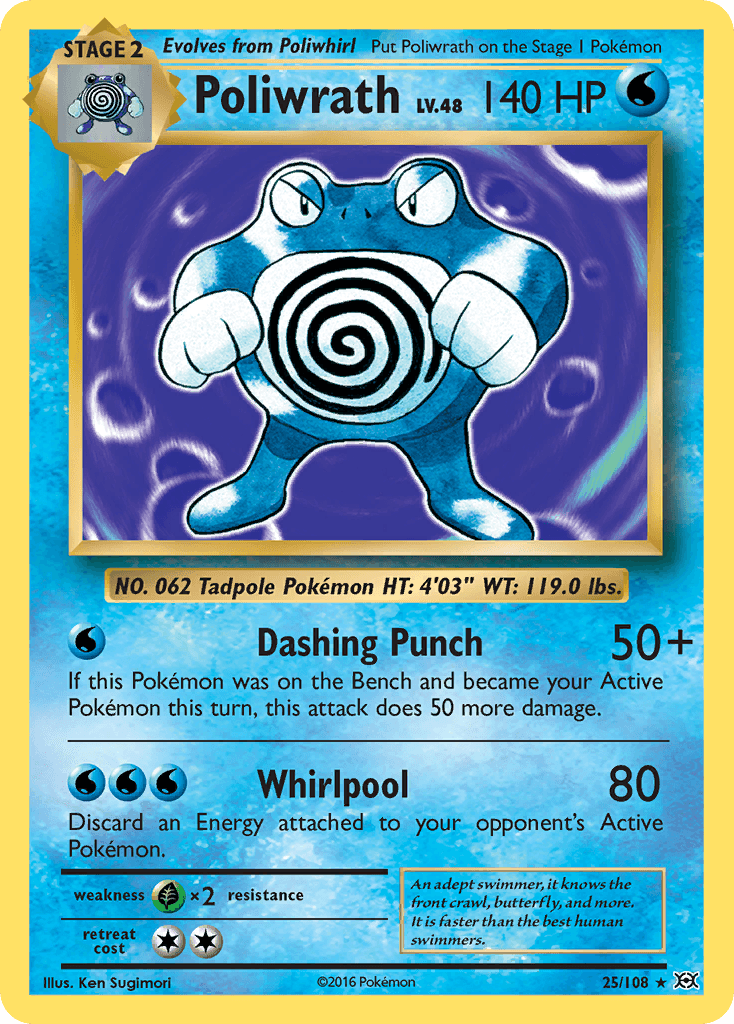 Poliwrath z edície Evolutions, karta č.25
