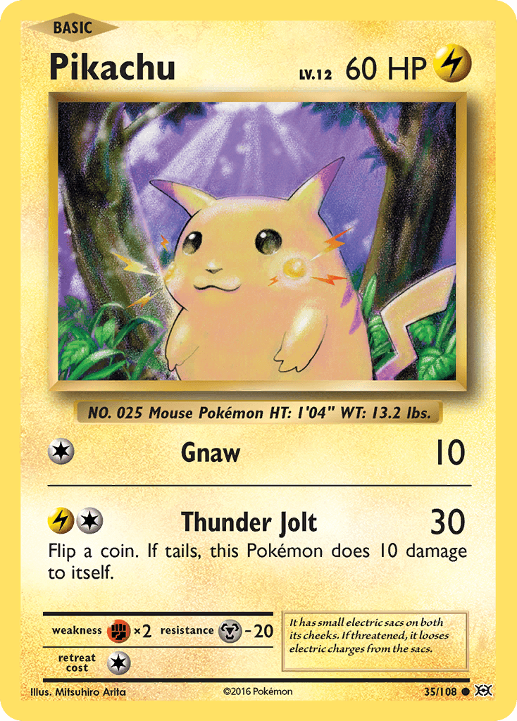 Pikachu z edície Evolutions, karta č.35