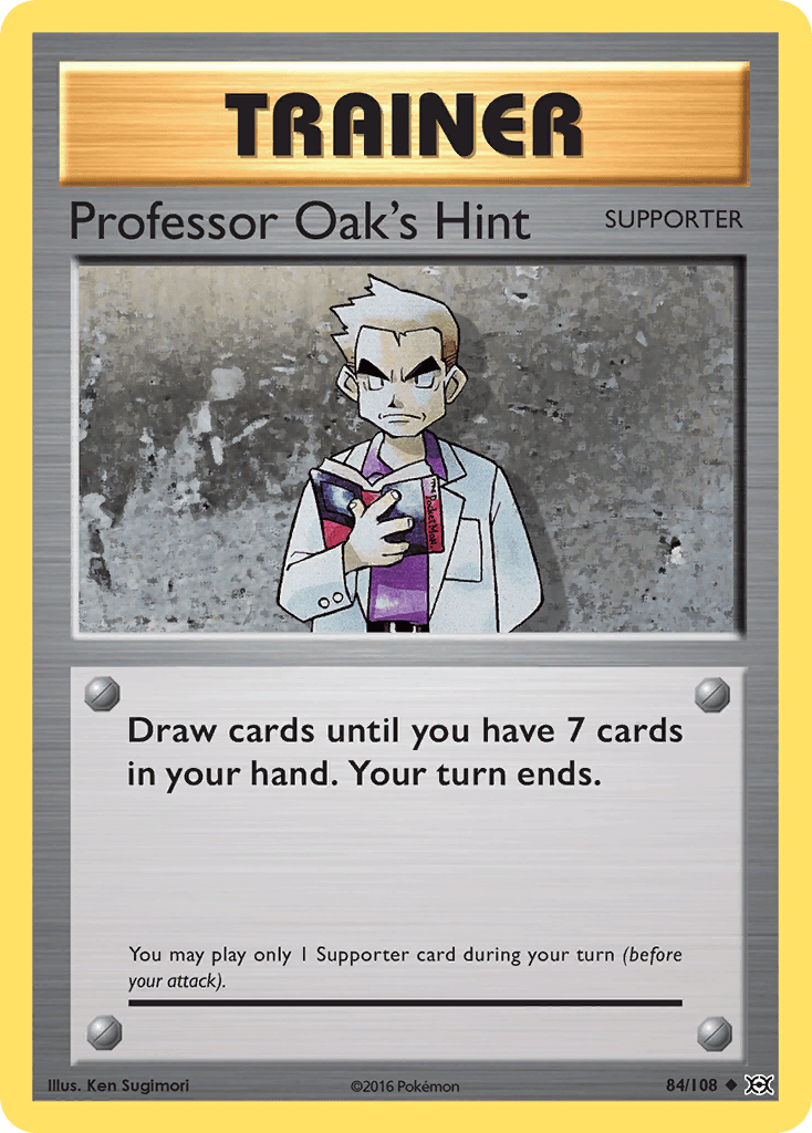 Professor Oak's Hint z edície Evolutions, karta č.84
