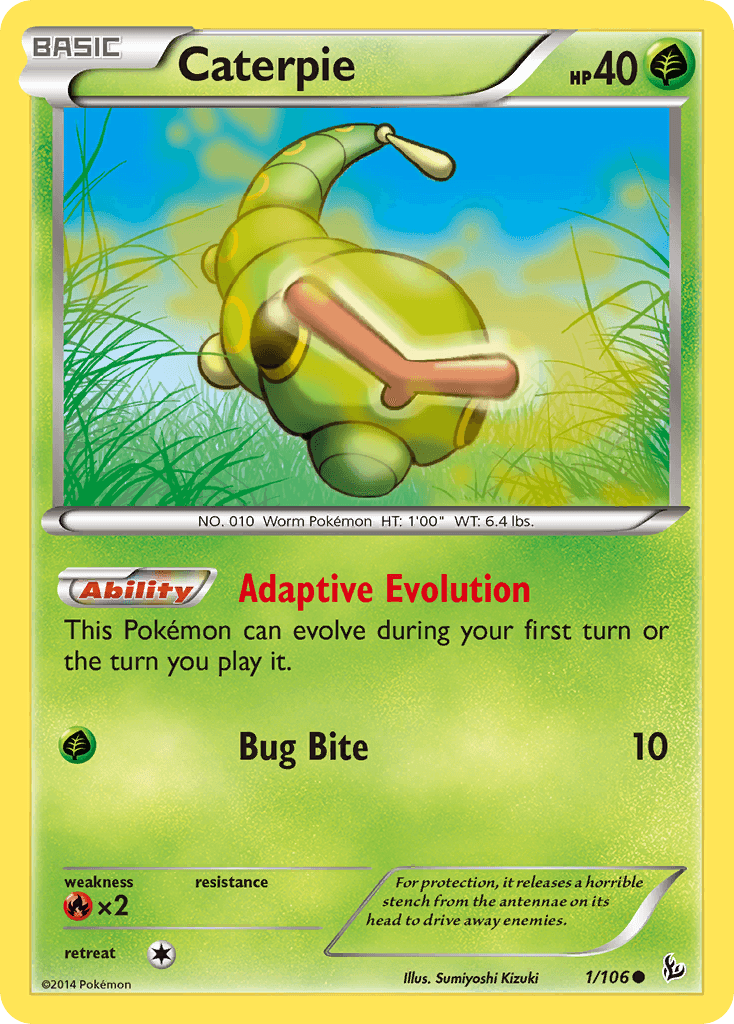Caterpie z edície Flashfire, karta č.1