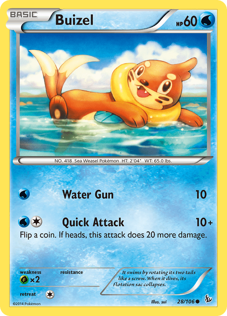 Buizel z edície Flashfire, karta č.28