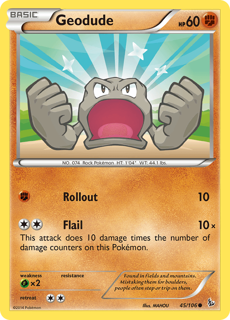 Geodude z edície Flashfire, karta č.45