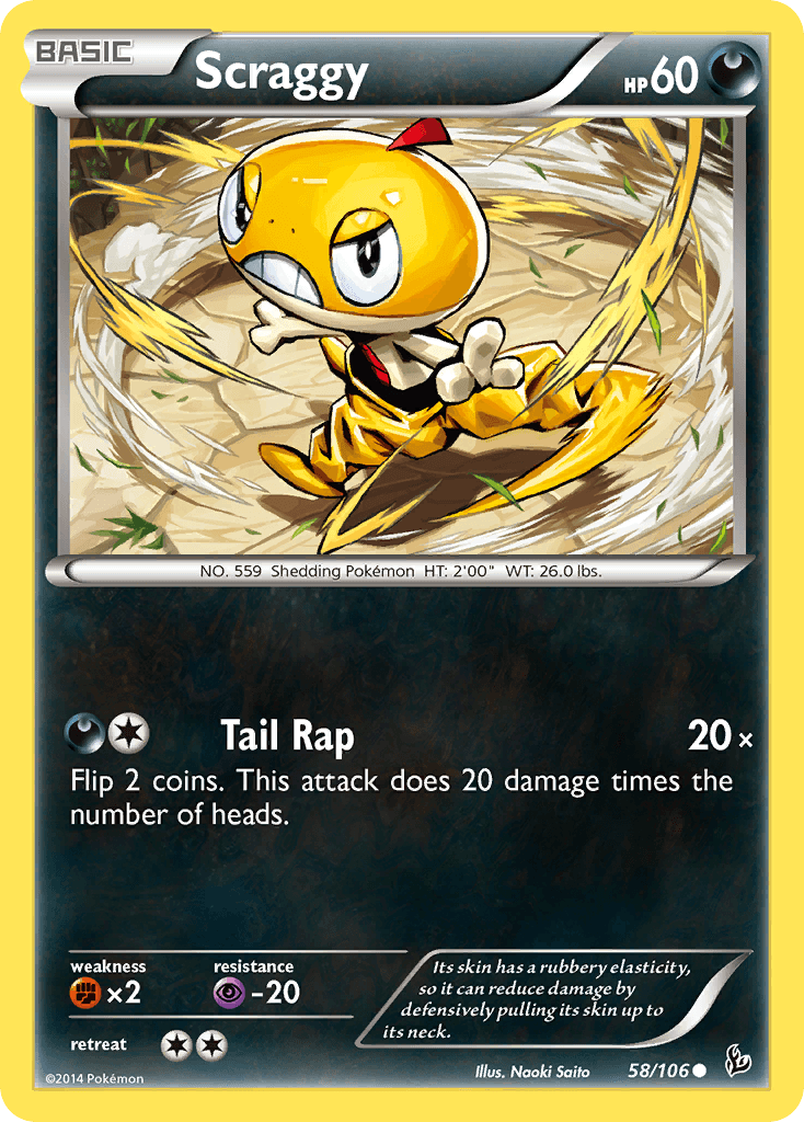 Scraggy z edície Flashfire, karta č.58