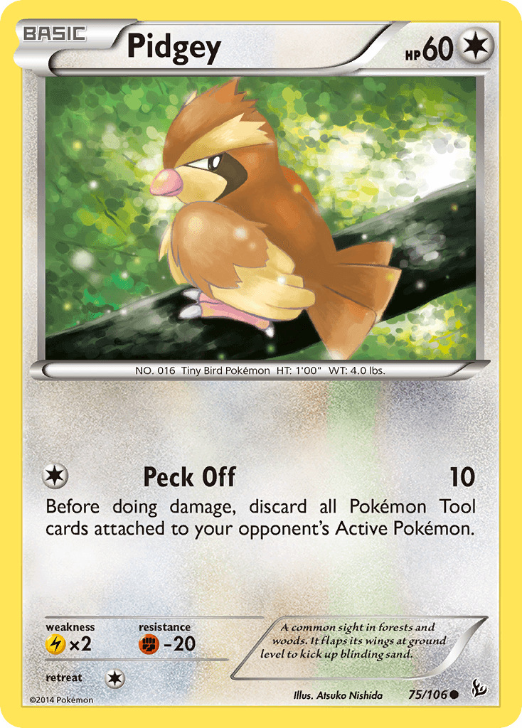 Pidgey z edície Flashfire, karta č.75