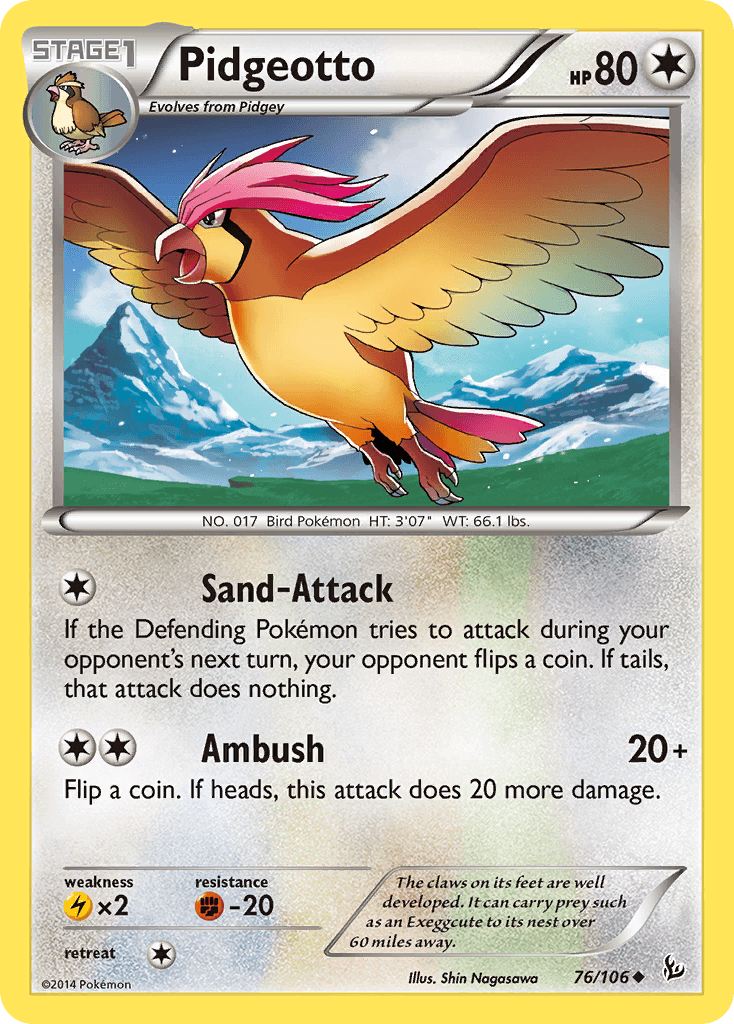 Pidgeotto z edície Flashfire, karta č.76