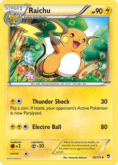 Raichu z edície Furious Fists, karta č.28