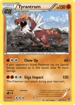 Tyrantrum z edície Furious Fists, karta č.62