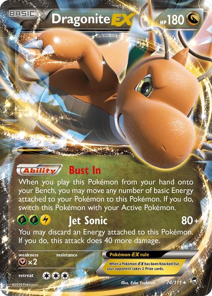 Dragonite-EX z edície Furious Fists, karta č.74