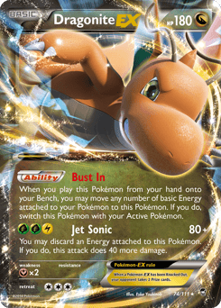 Dragonite-EX z edície Furious Fists, karta č.74