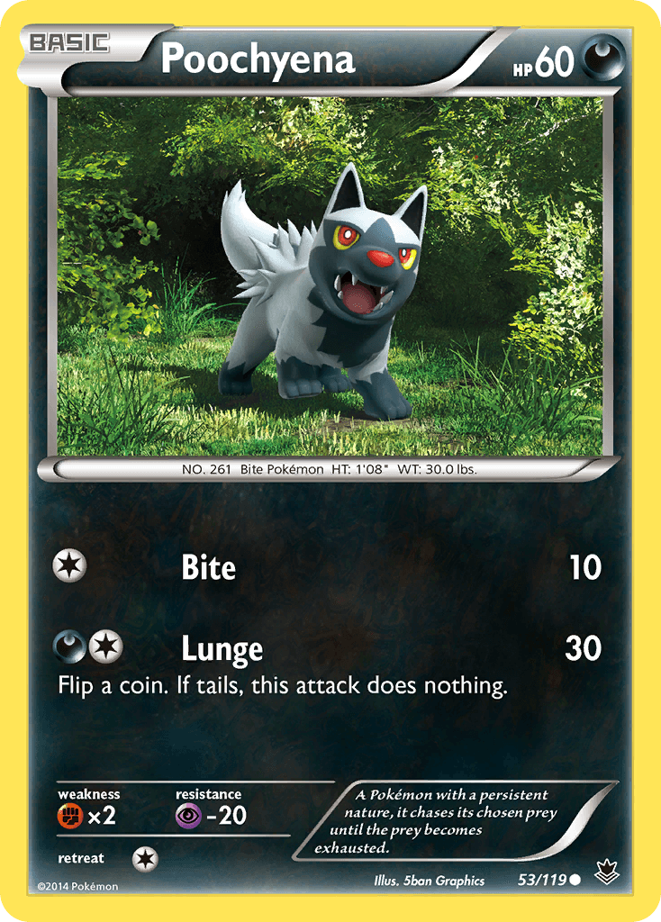 Poochyena z edície Phantom Forces, karta č.53