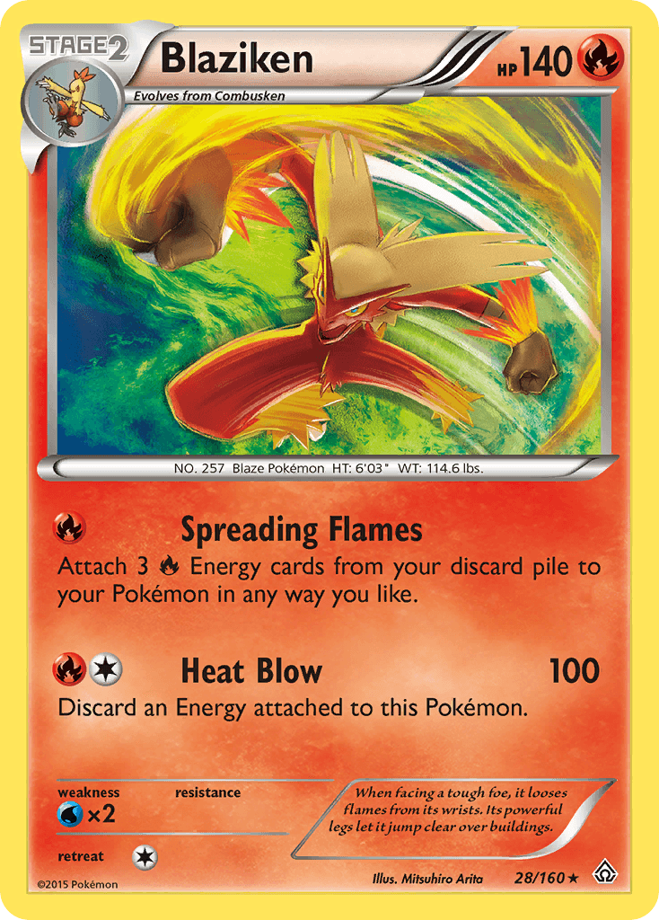 Blaziken z edície Primal Clash, karta č.28