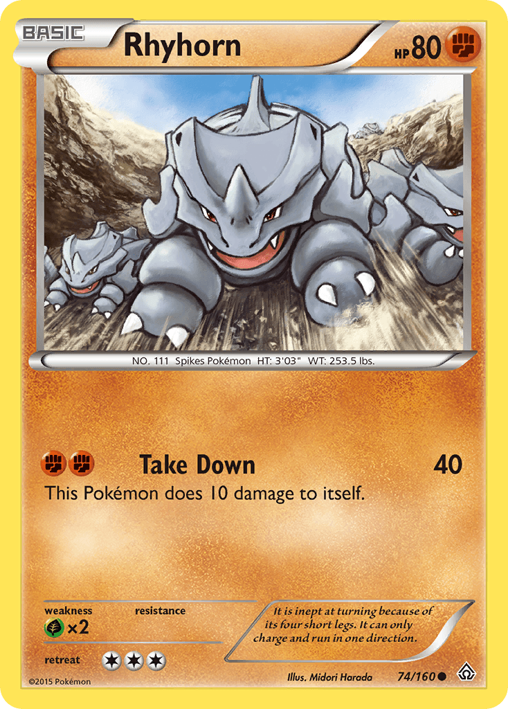 Rhyhorn z edície Primal Clash, karta č.74