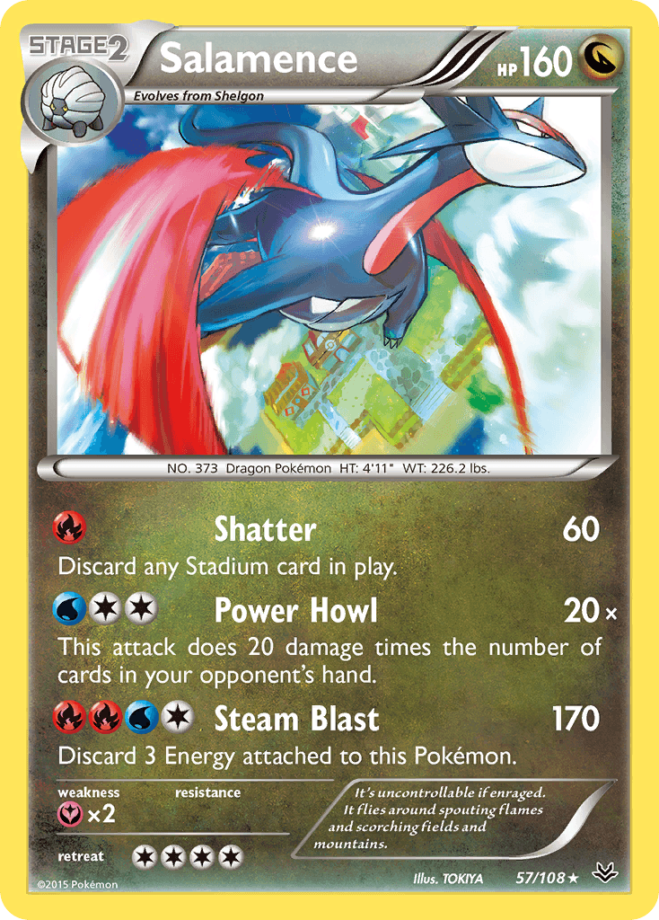 Salamence z edície Roaring Skies, karta č.57