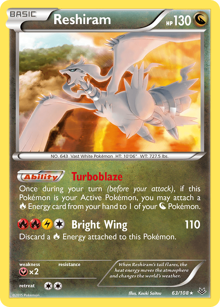 Reshiram z edície Roaring Skies, karta č.63