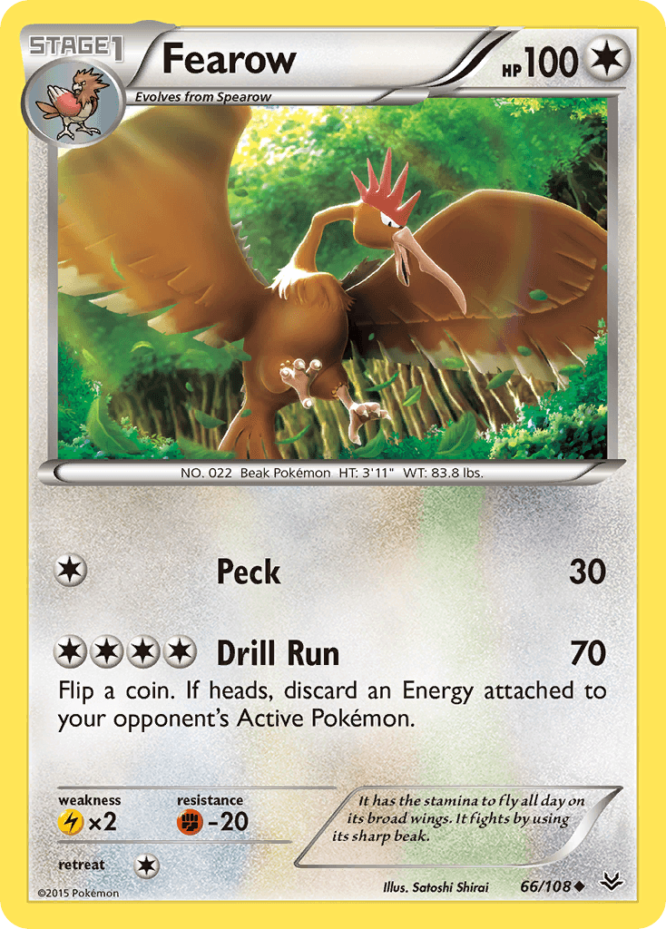 Fearow z edície Roaring Skies, karta č.66
