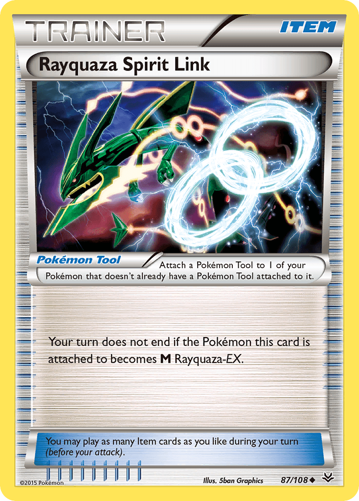 Rayquaza Spirit Link z edície Roaring Skies, karta č.87