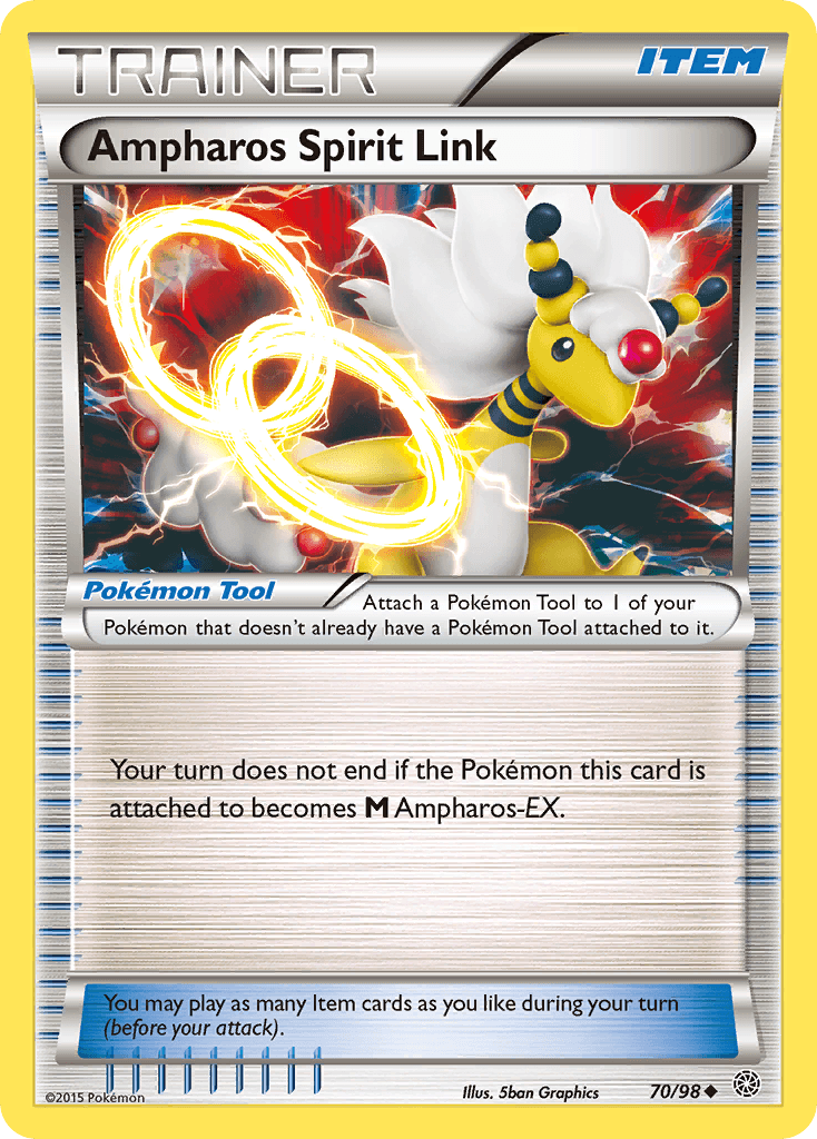 Ampharos Spirit Link z edície Ancient Origins, karta č.70